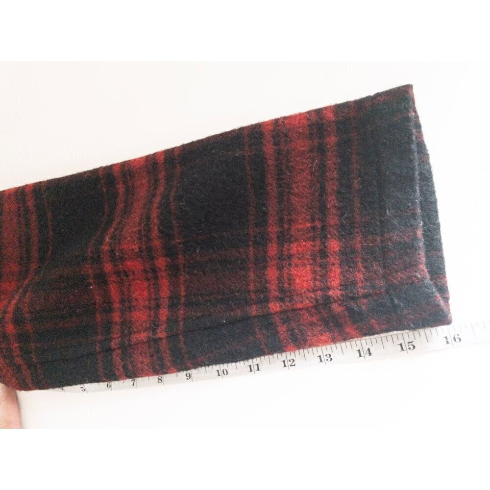 The Kooples Buffalo Plaid Red Wool Sweater Coat Fringe  SZ M - Picture 7 of 13